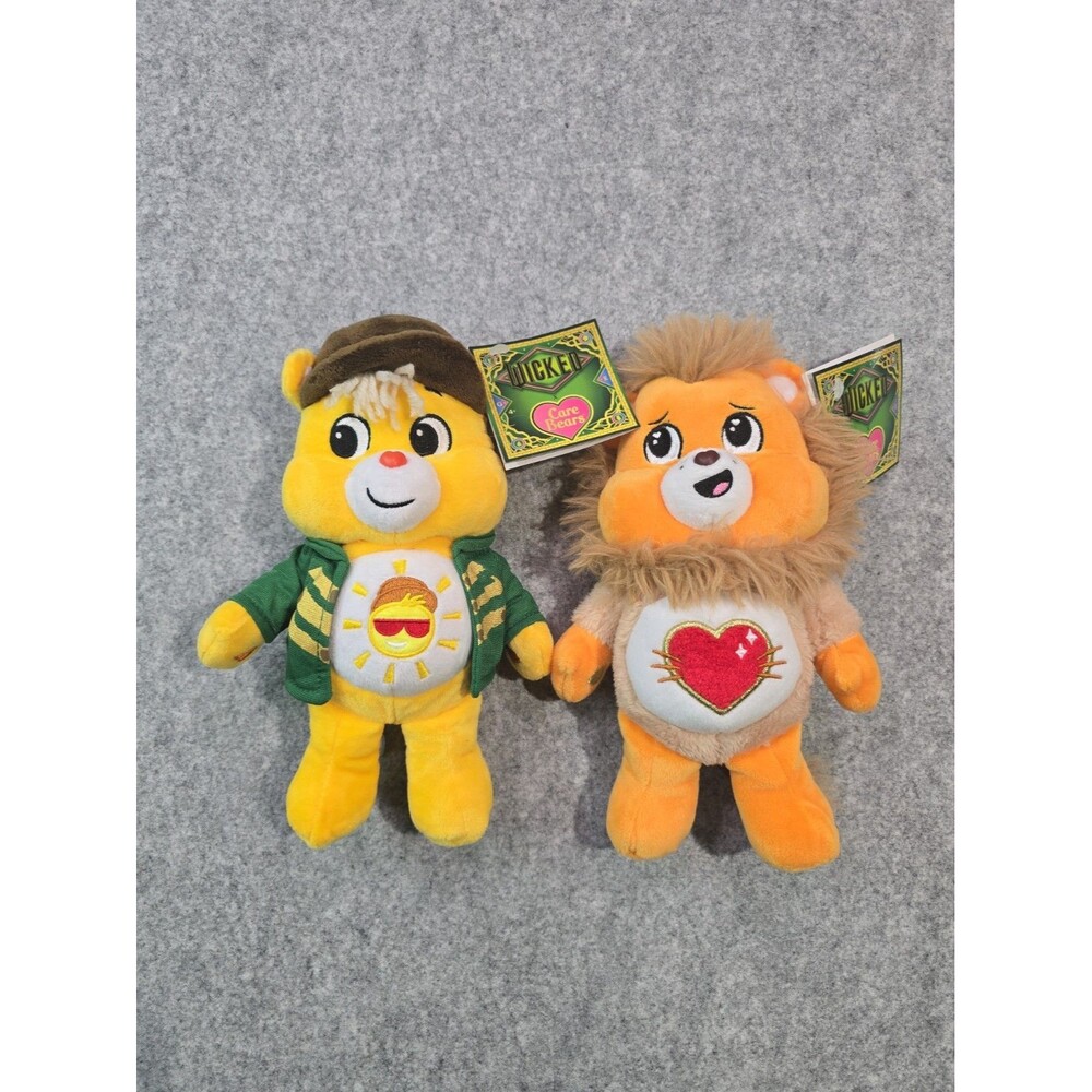 New Care Bears x Wicked Plush Lot Sunshine Bear & Brave Heart Lion NWT 8"